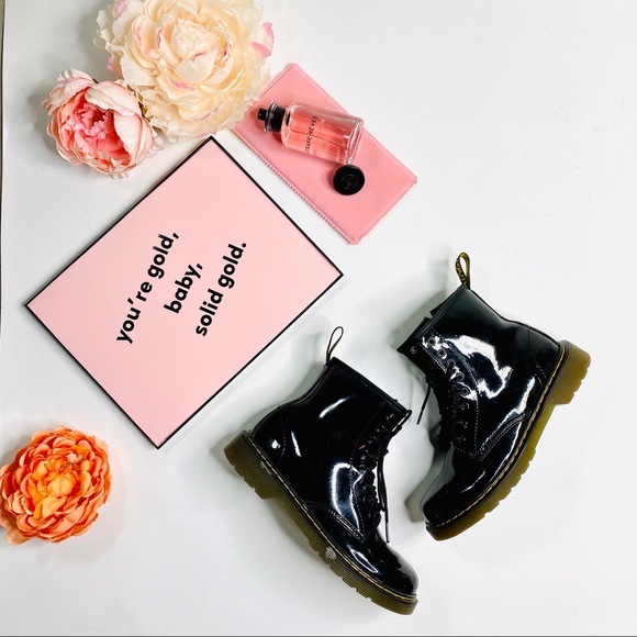 Dr. Martens Shoes - Dr. Marten’s ‘Delaney’ Patent Black Combat Boots